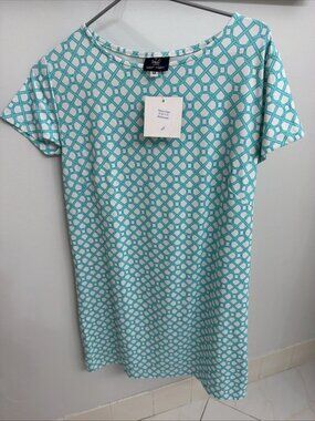 Sailor-Sailor Marina Dress Women's Medium NWT Teal and White Nautical Rope Knot